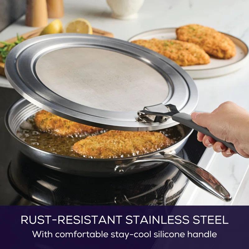 Circulon Circulon Universal Splatter Guard Mesh Grease Cover For Pots And Pans Protects Stove, Countertop, And Kitchen From Oil When Frying, 13 Inch, Stainless Steel