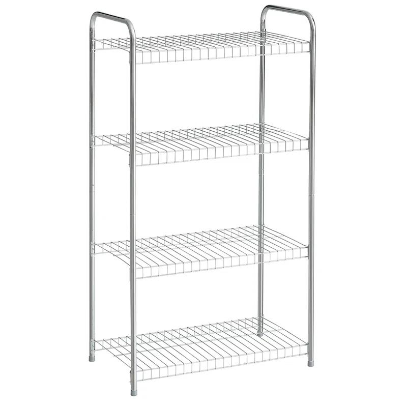 Rubbermaid Rubbermaid Freestanding 4-Tier Multipurpose Wire Shelving Unit, Satin Nickel