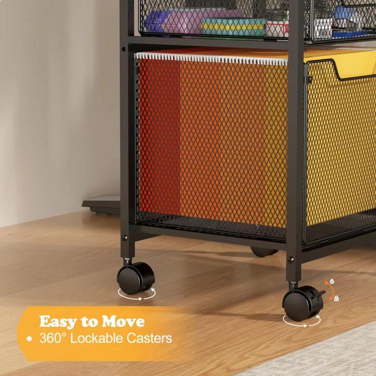 Rolling File Cabinet Cart,Printer Stand with 2 Drawers,Mobile Filing Cabinet on Lockable Wheels
