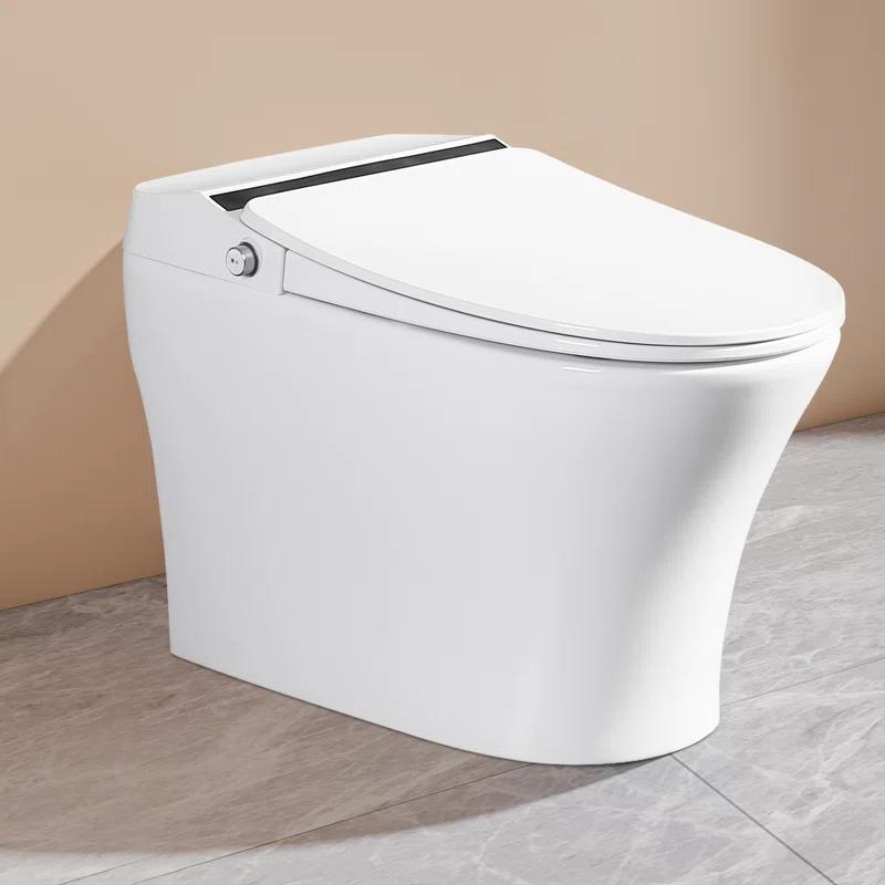 Elongated Smart Toilet Bidet with Auto Flush, Heated Seat, Seating Sensor, Foot Induction Flush