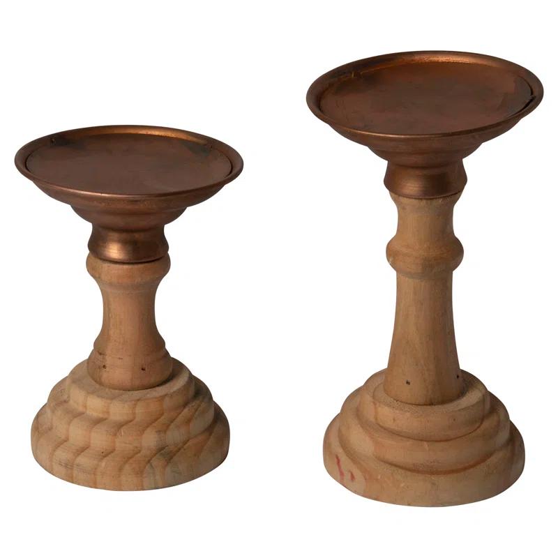 American Mercantile 4.5'' H Wood Tabletop Candlestick
