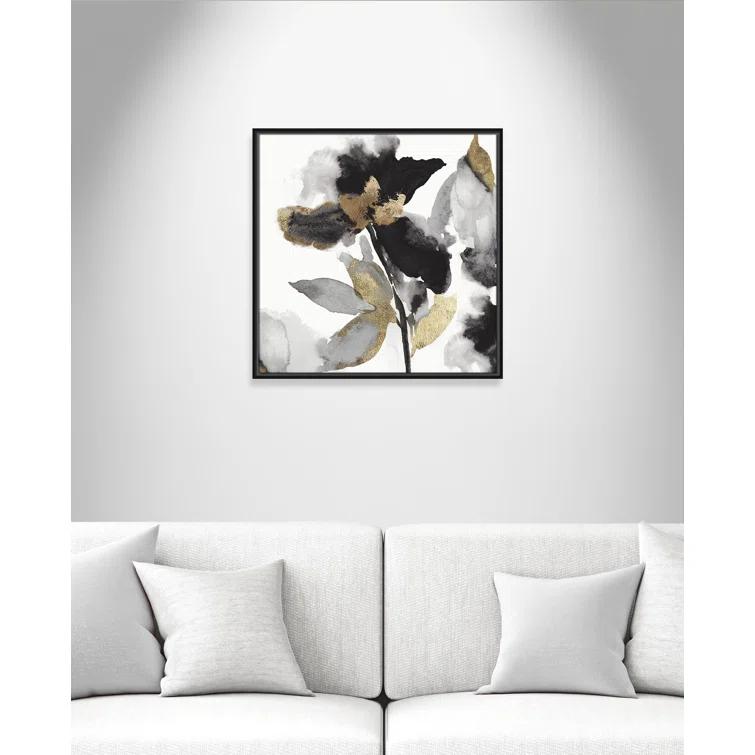 Casa Fine Arts Black Petals Gold Leaves II Print by Asia Jensen