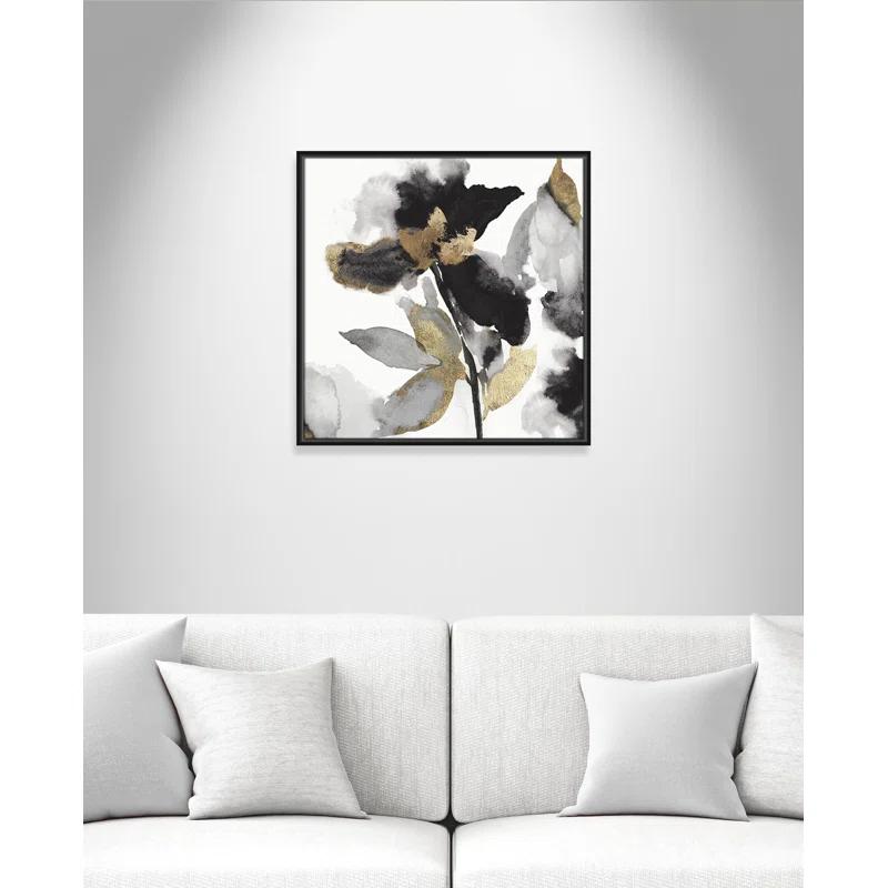 Casa Fine Arts Black Petals Gold Leaves II Print by Asia Jensen