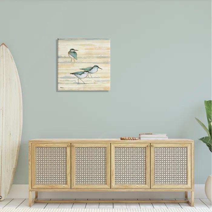 Stupell Industries " Oceanside Sandpipers Beach Birds " Painting Print