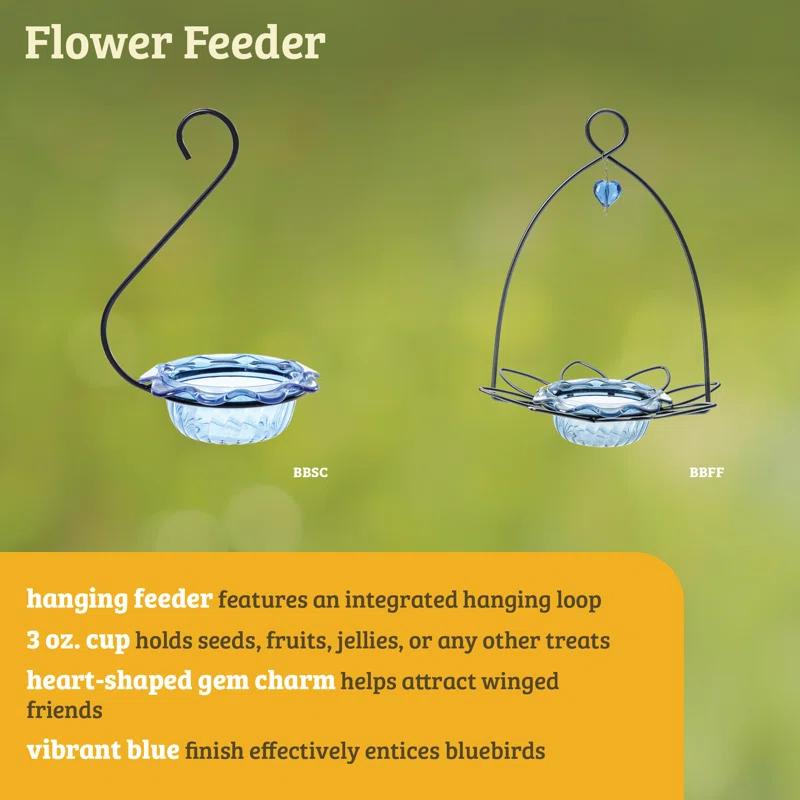 Birds Choice Birds Choice 3 oz. Bluebird Flower Cup Feeder for Dried Fruit or Mealworms, Blue