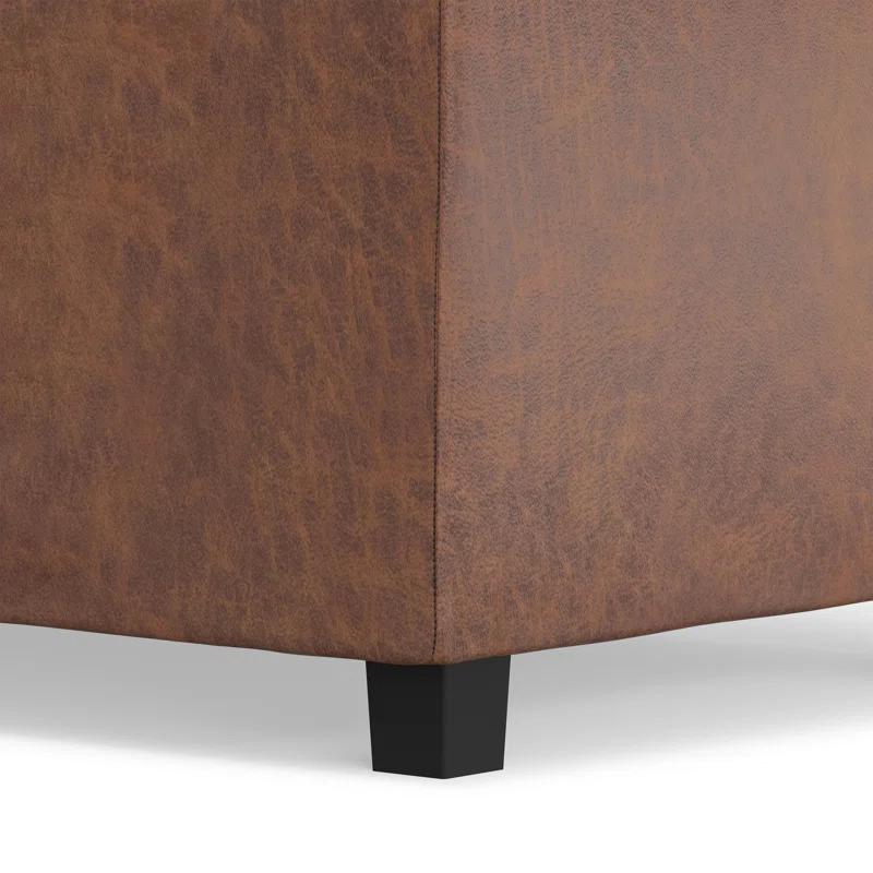 Simpli Home Avalon 42"W Upholstered Storage Ottoman with 3 Flip-Over Serving Trays