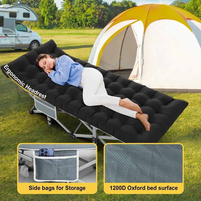 Suteck Folding Camping Cot Portable Outdoor Heavy Duty Sleeping Cot with Mattress and Carry Bag