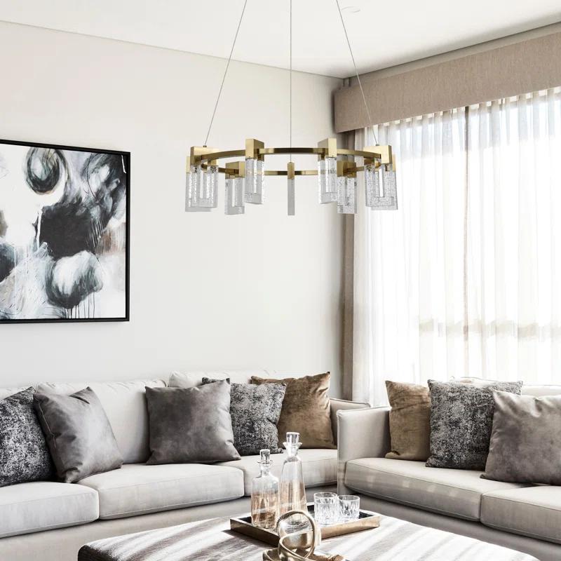 Sorrento 27-in Ring 9-Light Height Adjustable ETL Certified Integrated LED Circular Chandelier
