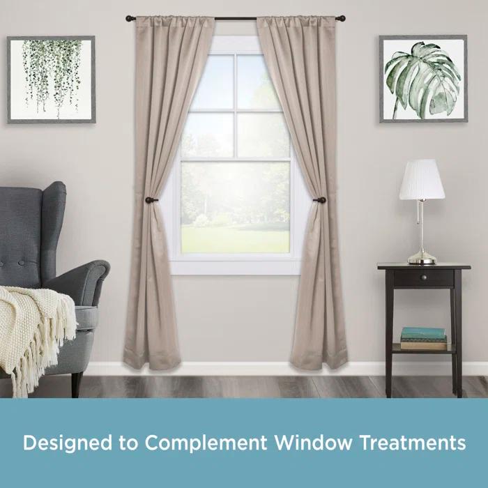 Kenney Berkley Ball End Curtain Rod & Holdback Set, 28-48" and 48-86" Adjustable Lengths, 5/8" Dia. Steel Tube