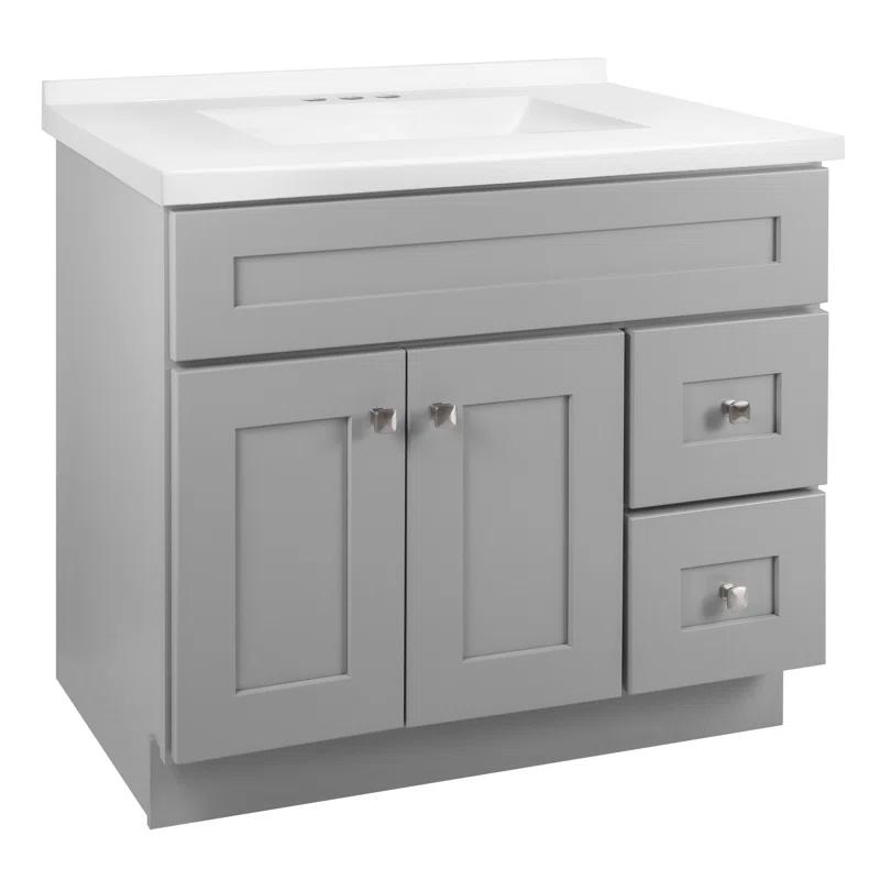 Brookings 37 Inch Solid Wood Bathroom Vanity with Modern Sink Top, Assembled, Sherwin Williams – Design House, 216218