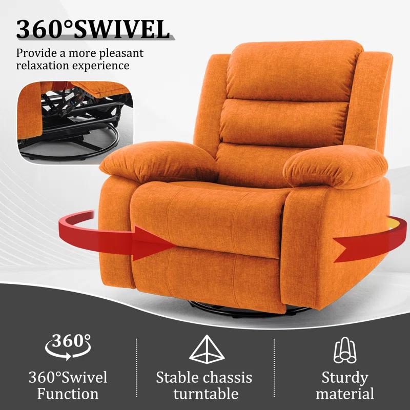 Oversized Orange Faux Leather Recliner with Massage and Heating