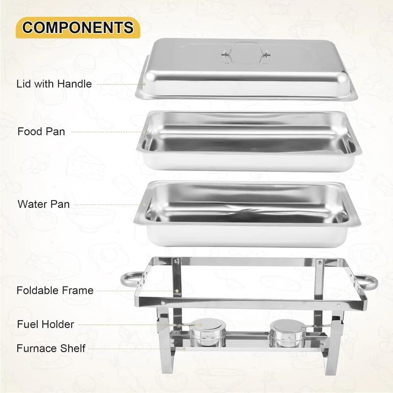 The Party Aisle™ Chafing Dishes For Buffet 4 Pack, 8 Qt Stainless Steel Chafers And Buffet Warmers Sets With Lid, Rectangle Serving Food Warmer Catering Supplies Buffet Display For Parties