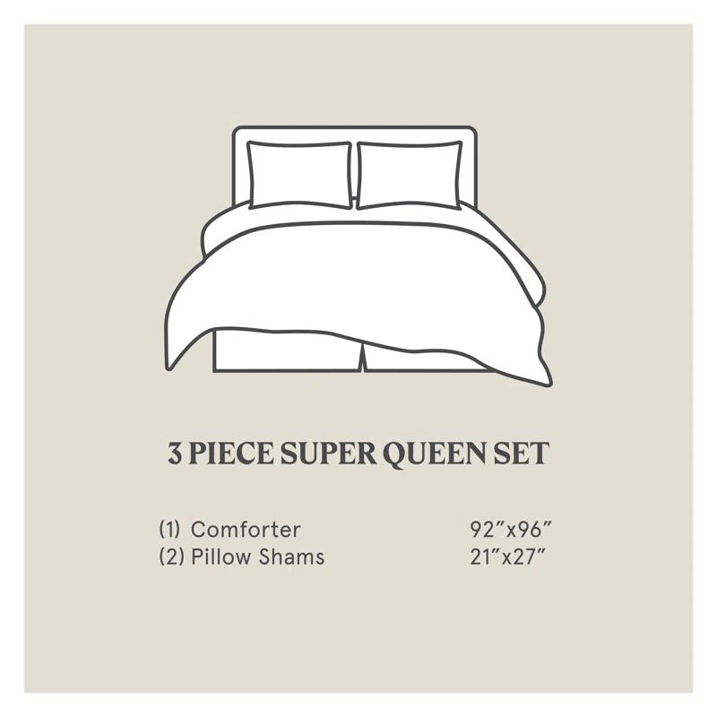 HiEnd Accents Lyocell Jardin Watercolor Floral Chic Casual 3 Piece Comforter Set