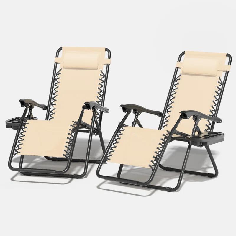 Arlmont & Co. Zero Gravity Chairs Recliners Outdoor Adjustable Foldable Reclining Lounge Chairs with Cup Holder & Reviews | Wayfair