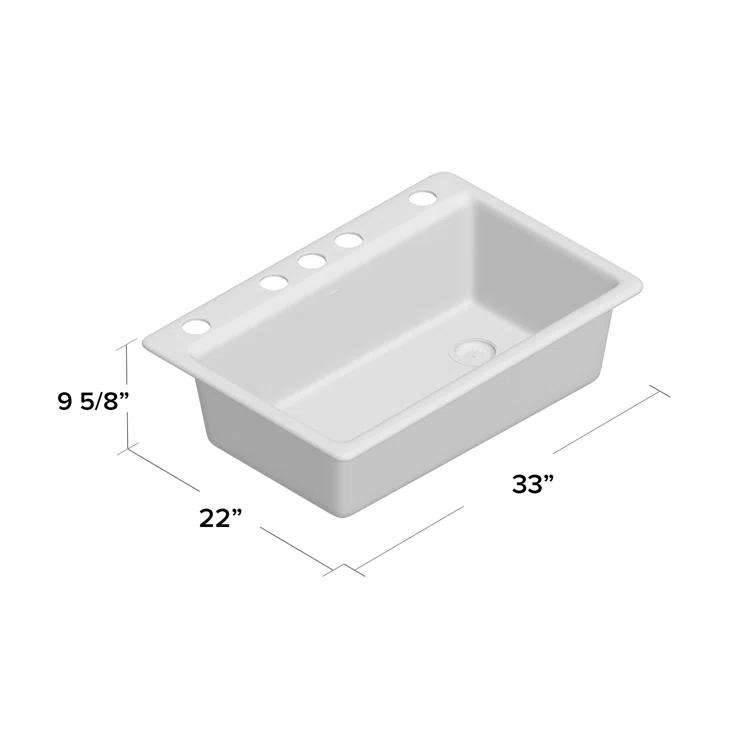 Riverby 33" x 22" x 9-5/8" Under-Mount Single-Bowl Kitchen Sink with Accessories
