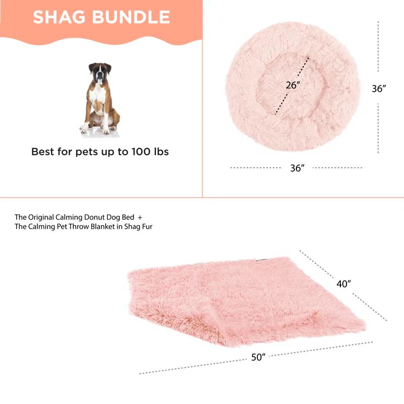 Best Friends By Sheri Best Friends by Sheri Bundle The Original Calming Shag Donut Cat and Dog Bed + Throw