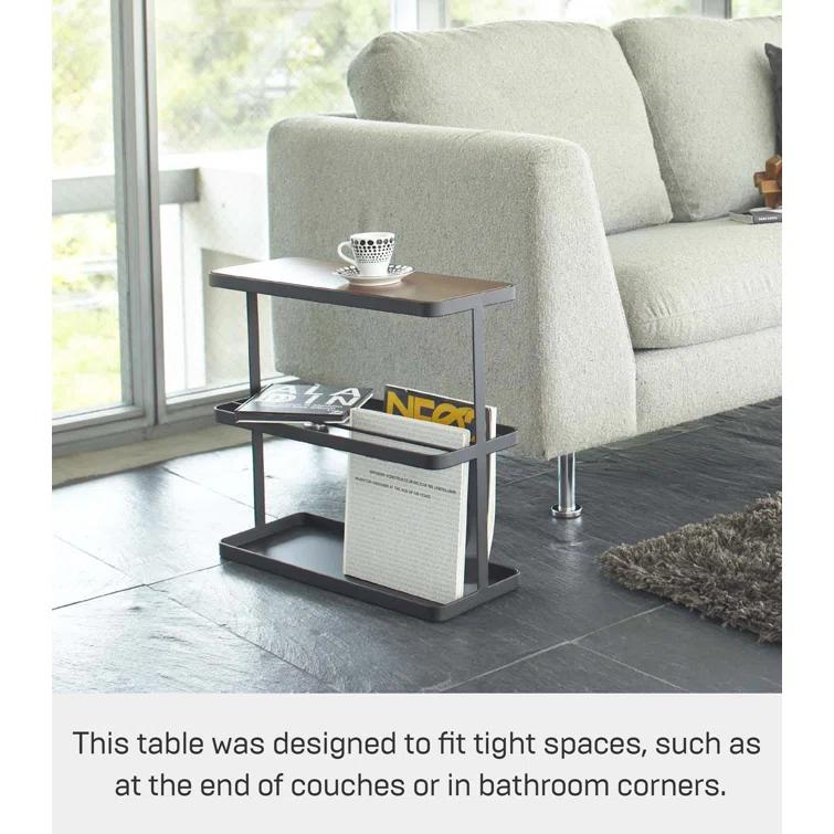 Yamazaki Home Tower Yamazaki Home Side Table With Storage Tier Shelves Narrow, Narrow Wooden And Metal End Table