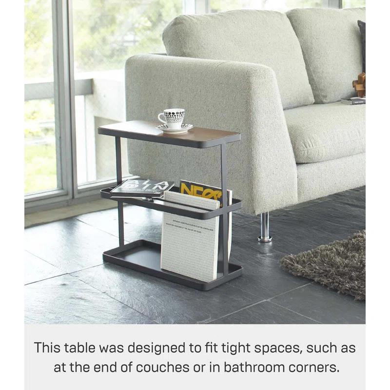 Yamazaki Home Tower Yamazaki Home Side Table With Storage Tier Shelves Narrow, Narrow Wooden And Metal End Table