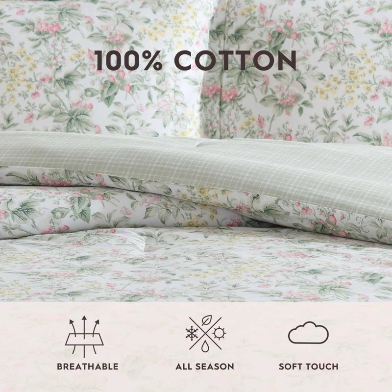 Laura Ashley Laura Ashley Bramble Floral Cotton Reversible Comforter Set