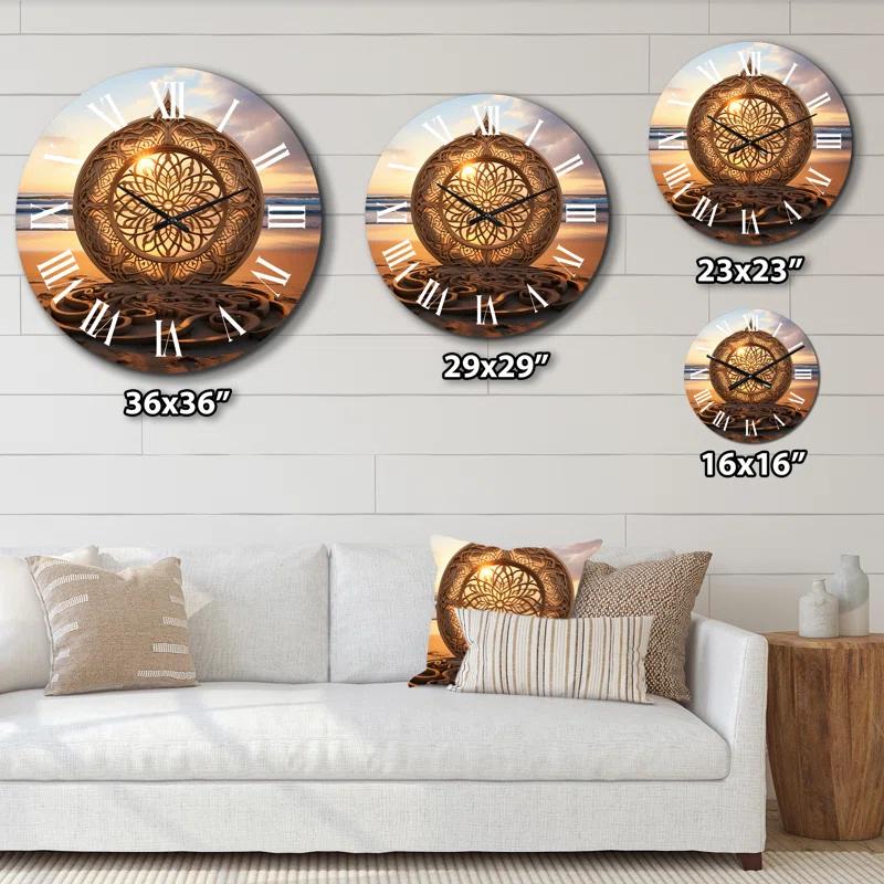 Design Art Majestic Mandala On The Beach Metal Wall Clock
