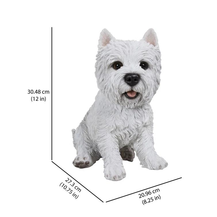 Hi-Line Gift Ltd. Sitting White Terrier Dog Statue