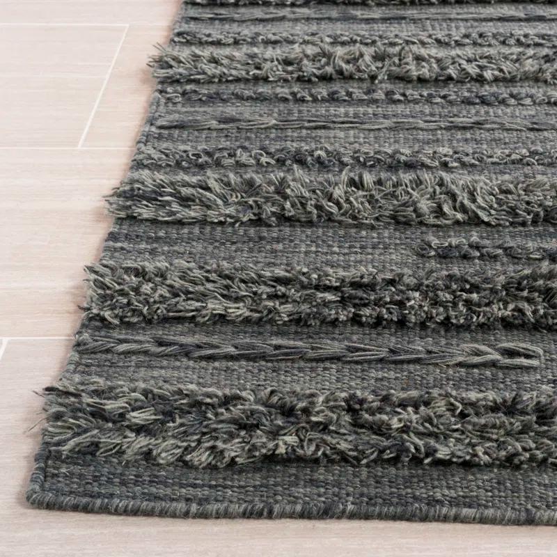 Hartzler Handmade Flatweave Charcoal/Ivory Area Rug