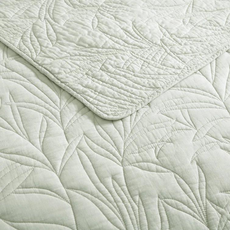 Tommy Bahama Home Tommy Bahama Solid Costa Sera Stitch Green Cotton Quilt