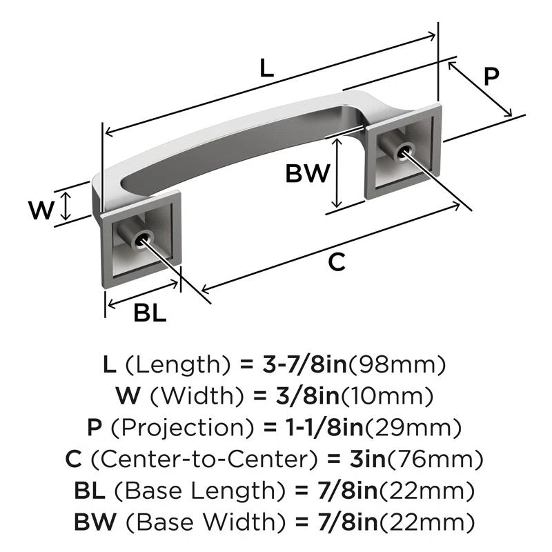 Amerock Ville 3 inch (76mm) Center-to-Center Cabinet Pull