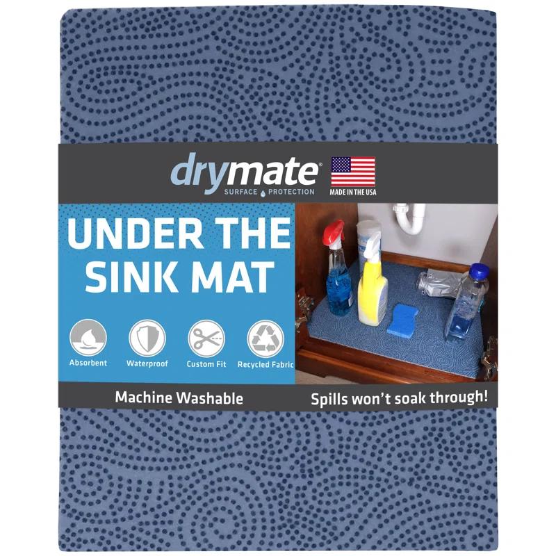 Drymate XL Under Sink Mat, Protective Cabinet Liner For Kitchen & Bathroom - Absorbent, Waterproof, Trimmable (24”x59”) (Borage Blue) (USA Made)