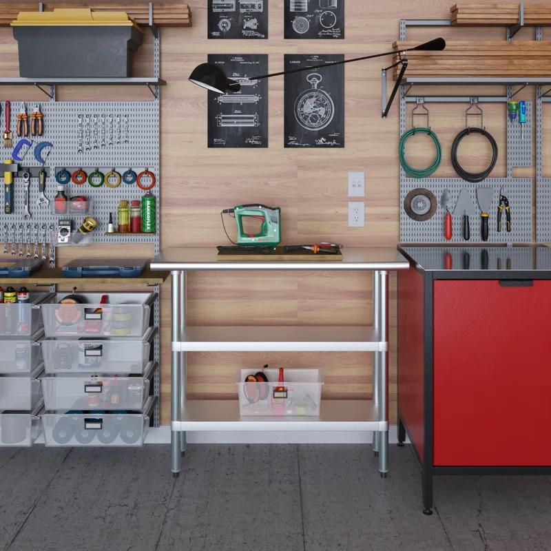 Stainless Steel Work Table with 2 Shelves