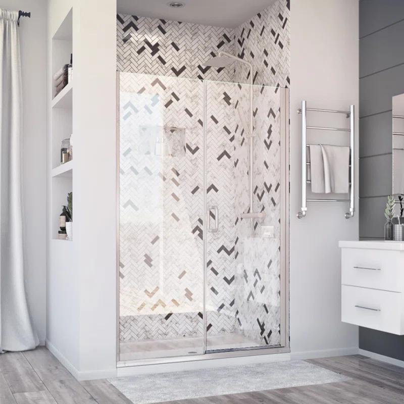 Holcam DESD180.BNK.CLR.4471.HS Distinctive Elite 43.06" W x 71.38" H Hinged Semi-Frameless Shower Door