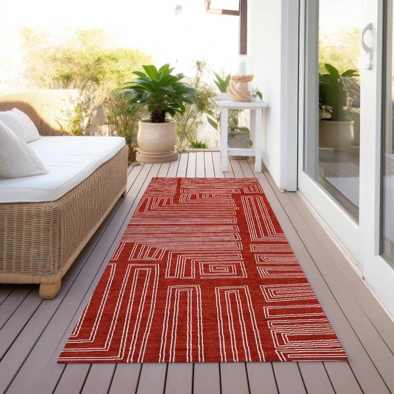 Machine Washable Indoor/Outdoor Chayden ACN1045 Red Rug