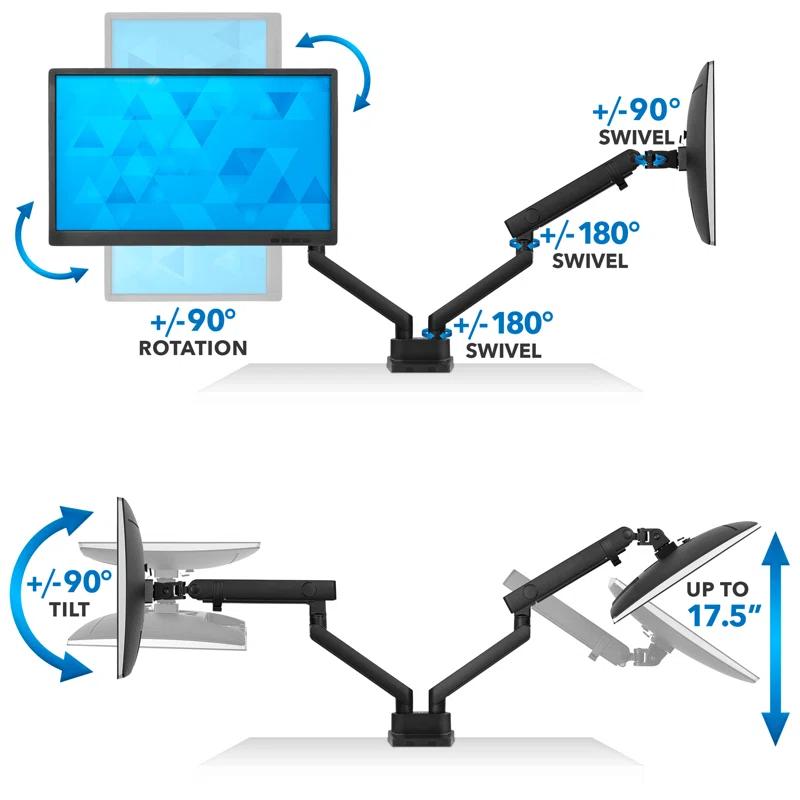 Mount-It Height Adjustable Articulating Dual Monitor Arm Mount Desk Stand | For 17 - 32 in. Screens