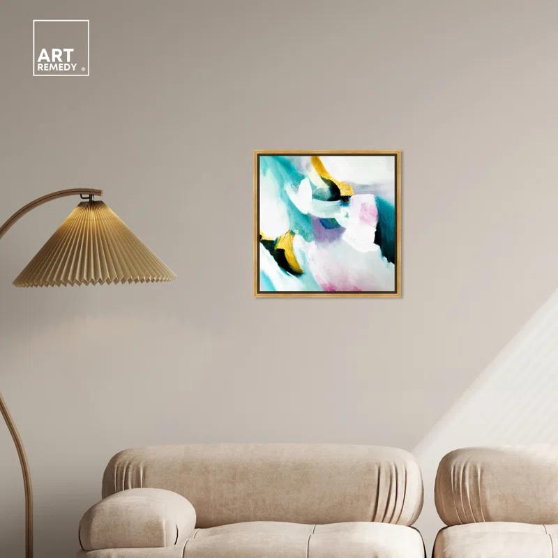 Art Remedy Art Remedy Still Violas Framed Blue Abstract 1 Piece Canvas Wall Art 56586