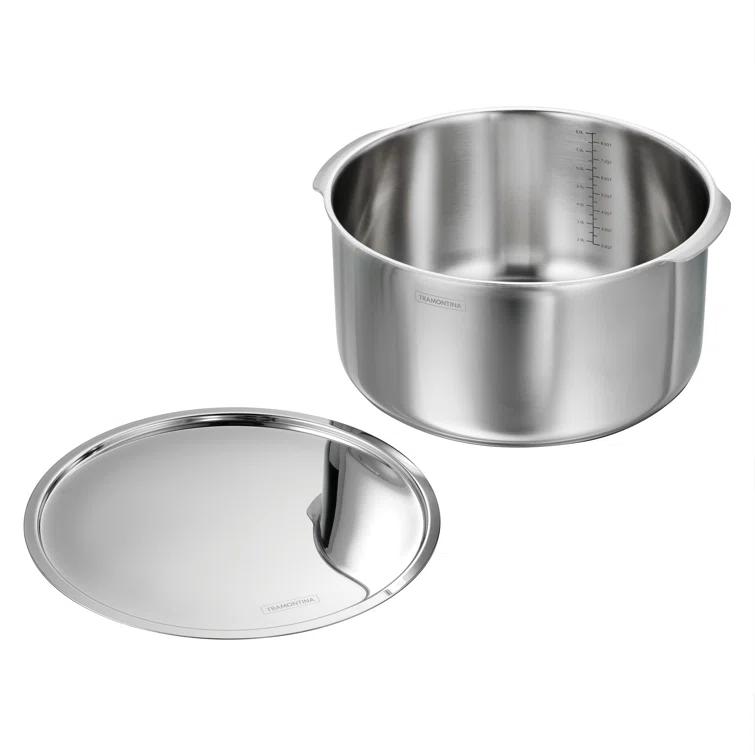 Tramontina Tramontina Utsava Tri-Ply Clad Stainless Steel Tope with Lid, Patila Pot for Indian Cooking