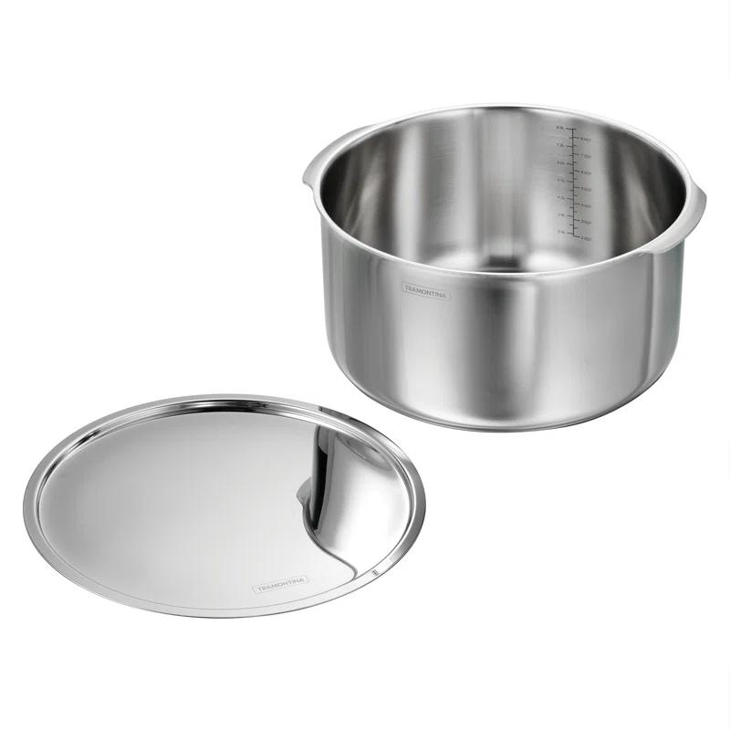 Tramontina Tramontina Utsava Tri-Ply Clad Stainless Steel Tope with Lid, Patila Pot for Indian Cooking