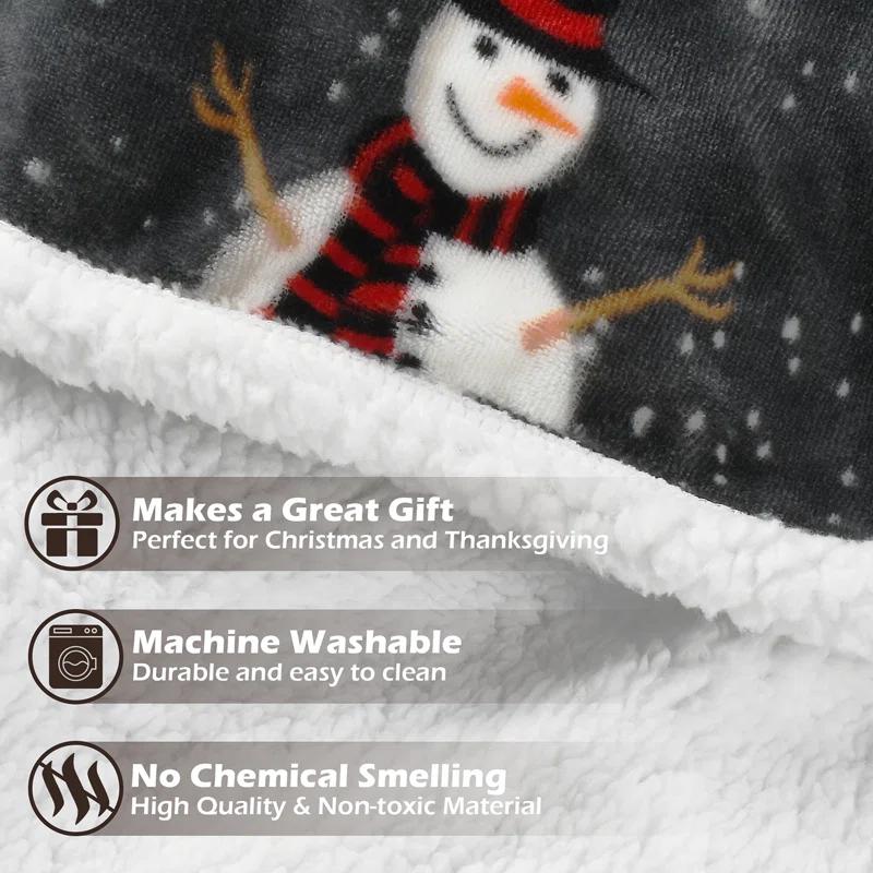 Catalonia Snowman Blanket, Christmas Sherpa Fleece Throw, Blanket For Couch And Bed,Soft,Thick, Fluffy,Warm