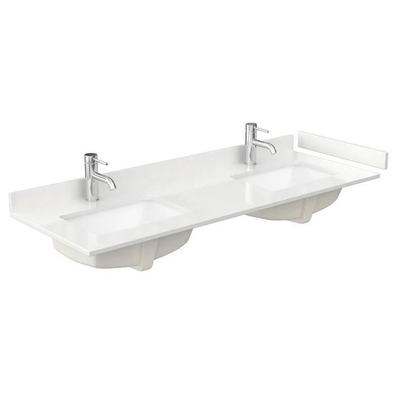 Wyndham Collection 60" Double Countertop with Square Sinks (1-Hole), Backsplash & Sidesplash