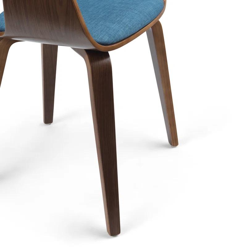 Lowell Bentwood Upholstered Dining Chair with Curved Backrest in Mid-Century Modern Style