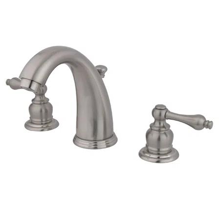 Kingston Brass Victorian Two-Handle 3-Hole Deck Mount Widespread Bathroom Faucet with Retail Pop-Up Drain