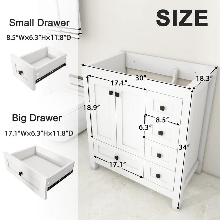 ECLIFE 30" Single Bathroom Vanity Base Only