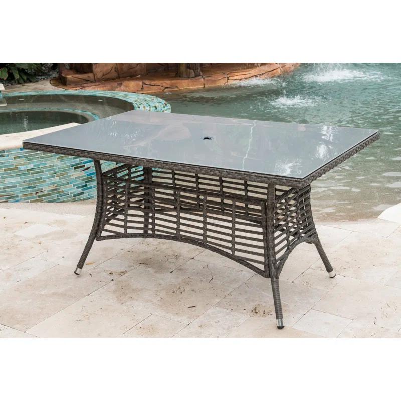 Panama Jack Outdoor Graphite Rectangular Glass Outdoor Dining Table