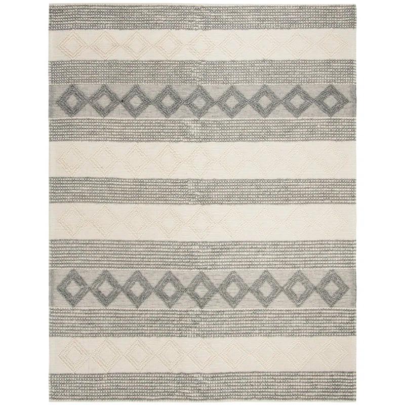 Union Rustic Jacques Hand Woven Wool/Cotton Southwestern Rug in Ivory/Gray
