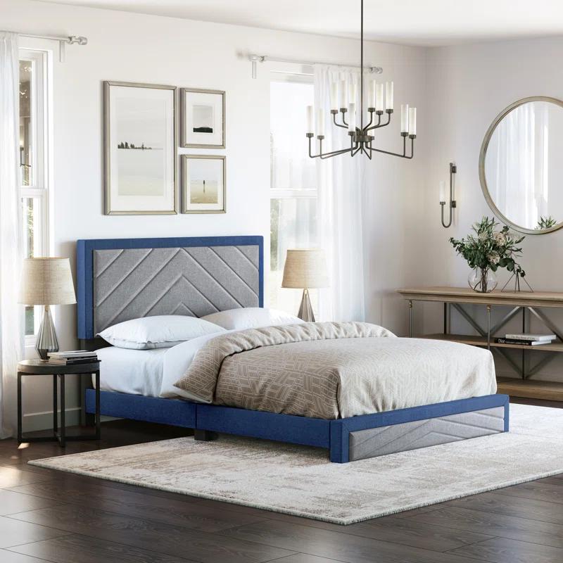 Boyd Sleep Barcelona Linen or Faux Leather Upholstered Platform Bed Frame with Adjustable Headboard, Heavy Duty Slat Support System, No Box Spring Required - Boyd Sleep