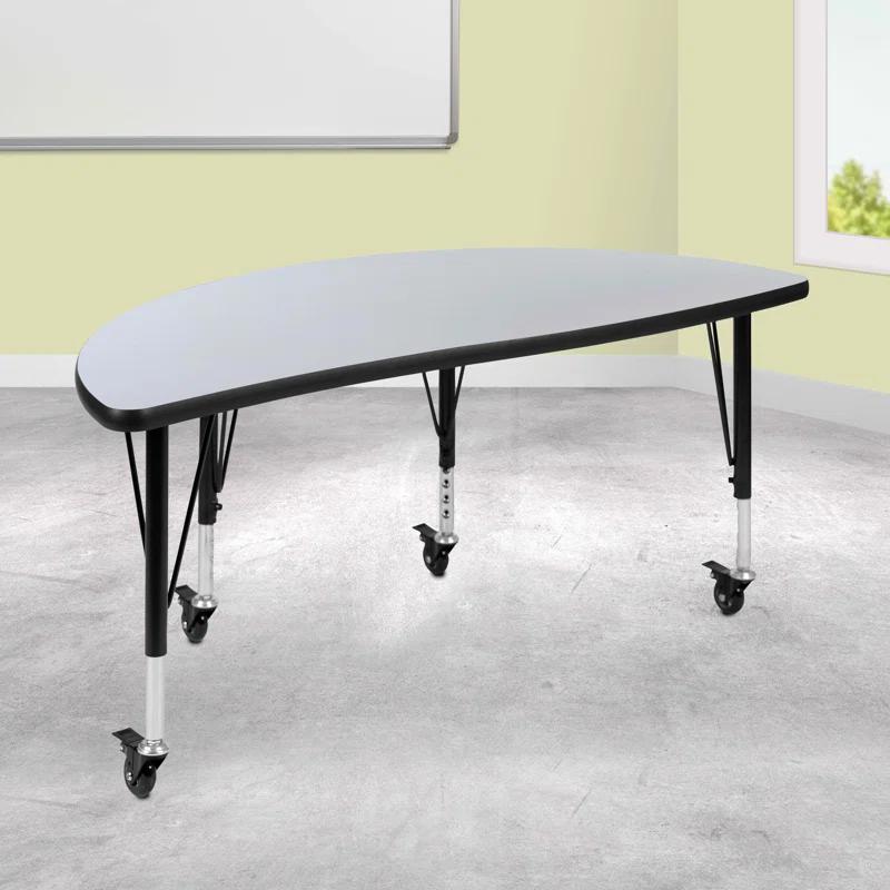 Flash Furniture Goddard Half Circle Wave Collaborative Adjustable Height Activity Table