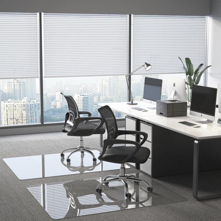 CONGUILIAO 36"x46" Tempered Glass Office Chair Mat for Carpeted or Floors, Effortless Rolling, Easy to Clean