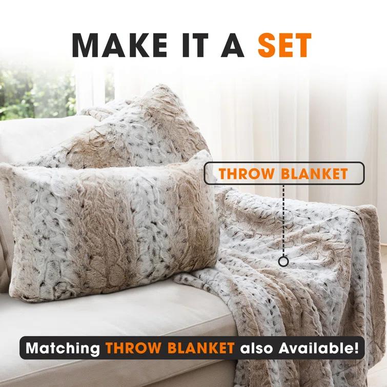 Cheer Collection Animal Print Faux Fur Throw Pillow (Set of 2)