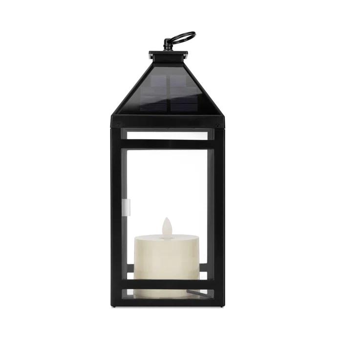 Techko 12.2'' H Tabletop Solar Lantern with Motorized LED Candle Included