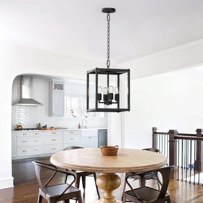 17 Stories Keya 4 - Light Iron Dimmable Lantern Geometric Chandelier