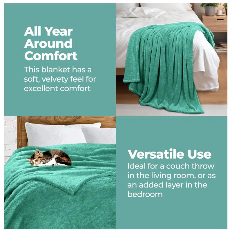 Superior Superior Solid Polyester Reversible All-Season Fleece Throws Blanket